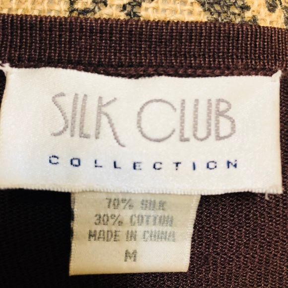 Silk Club Beautiful brown silk / cotton cardigan size Medium - Picture 5 of 5